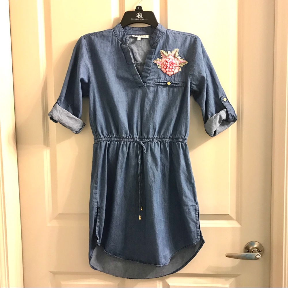 High Low Denin v-neck dress